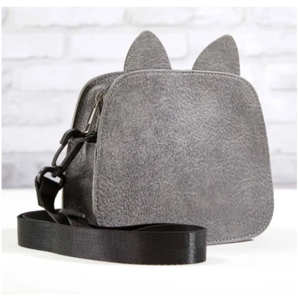 NWT Cat Lady Box Gray Cat Ears Crossbody Bag